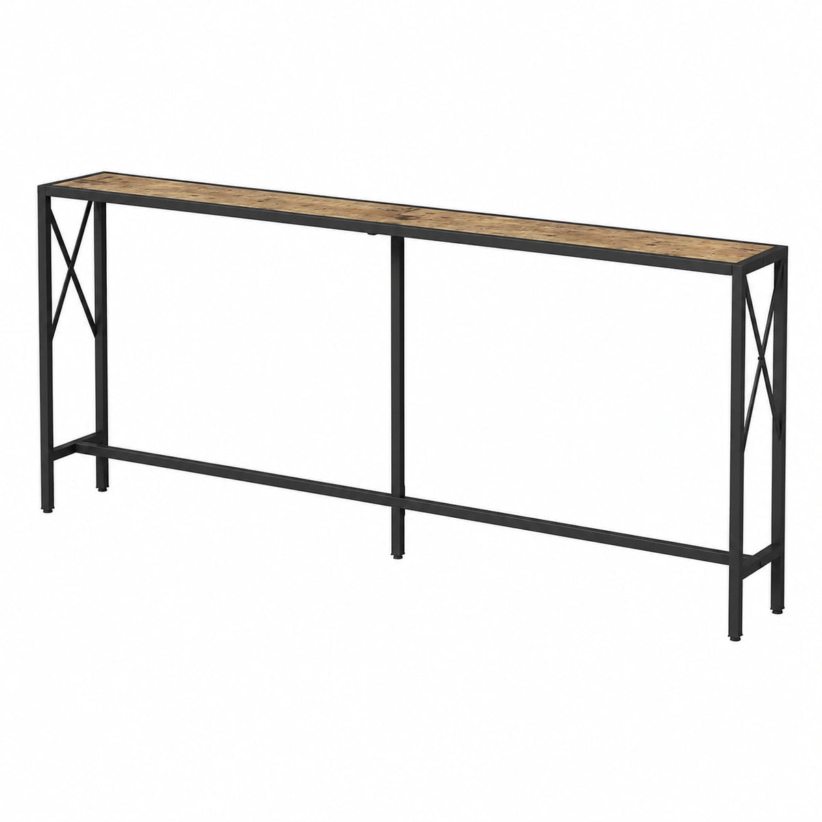 Mesa Consola Multiusos Vicco de Roble Rústico con Compartimento Abierto, 174 x 77 cm