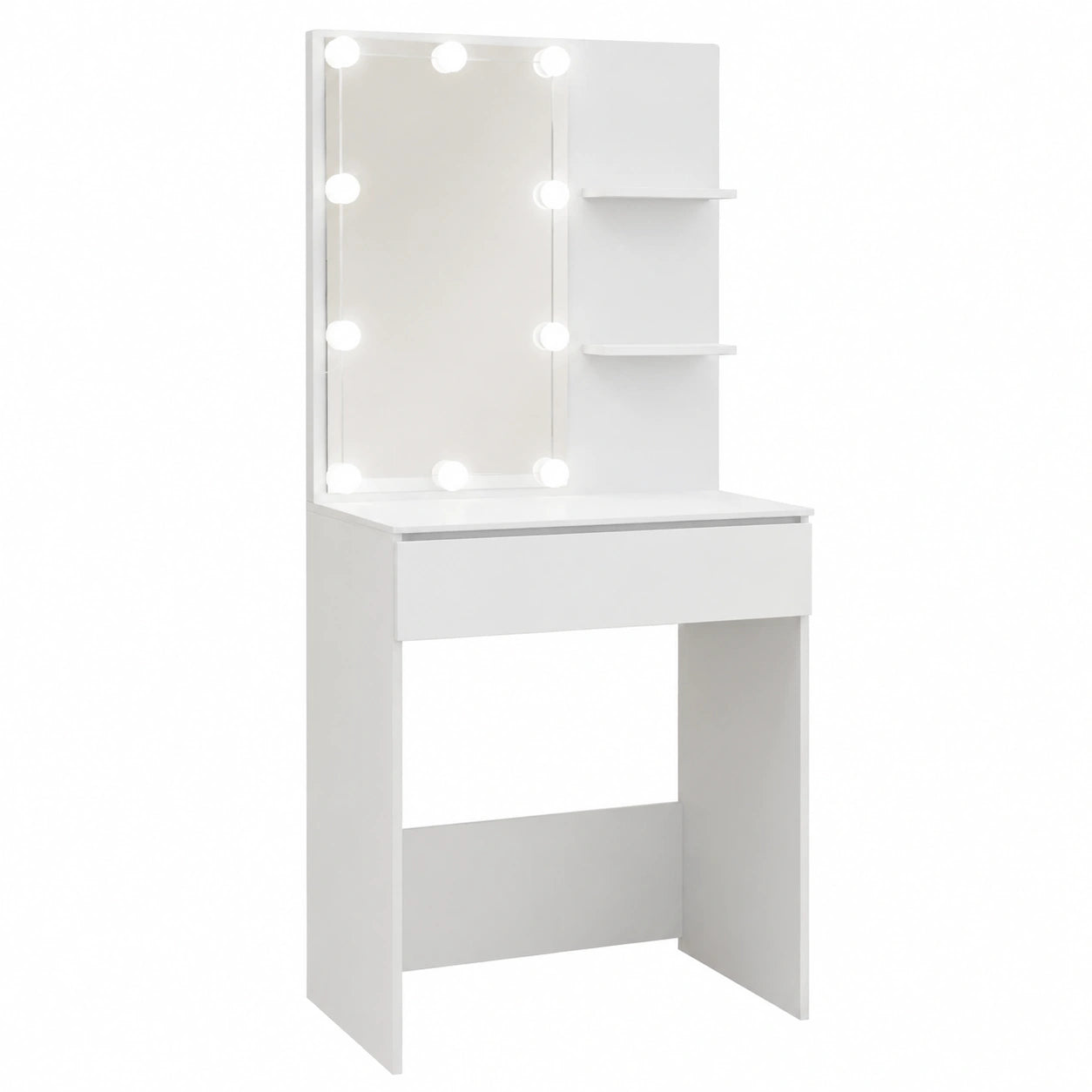 Tocador Blanco con Espejo LED para Dormitorio 60x40x140 cm