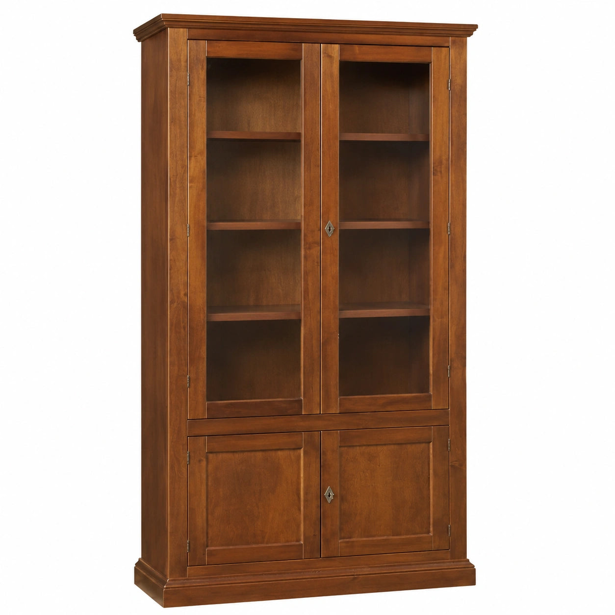 Vitrina Clásica de Madera de Nogal con Puertas de Vidrio - 90x41x186 cm