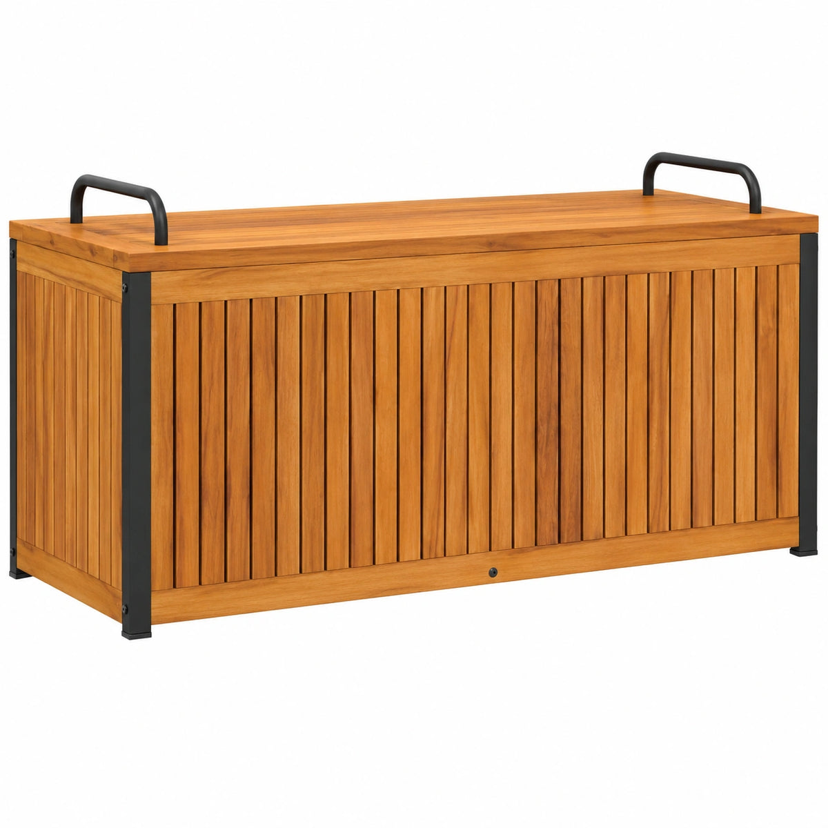 Caja de Almacenamiento para Cojines de Jardín, Acacia y Acero, 110x45x42 cm