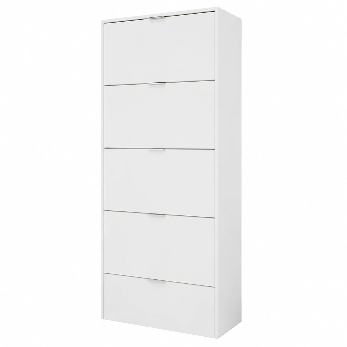 Armario Zapatos Alto con 5 Puertas en Blanco Brillante para 15 Pares, 180x70x17 cm