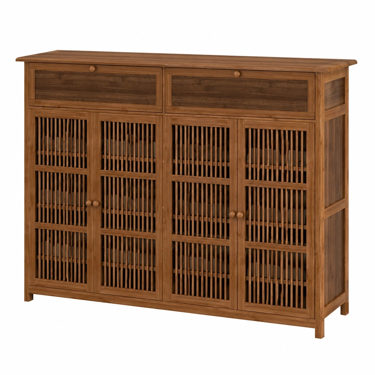 Zapatero de Bambú con Puertas y Cajón, Ideal para Salón y Dormitorio