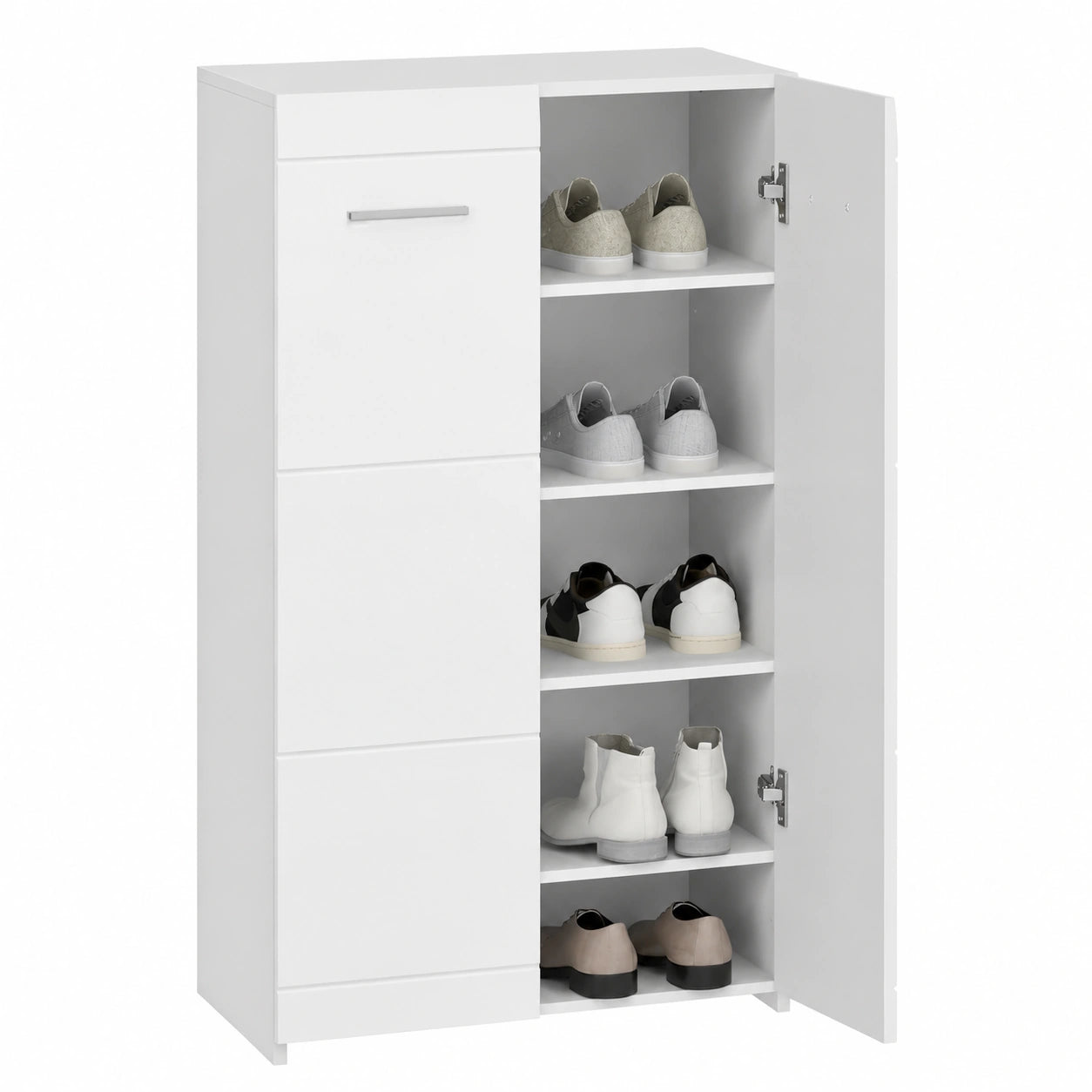 Armario Zapatero Moderno con Estantes Ajustables para Pasillo, 10 Pares, Blanco Brillante