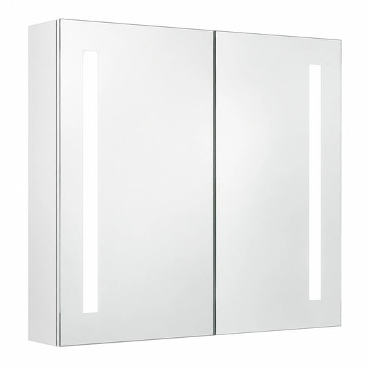 Armario de Baño con Espejo LED y Estantería Blanca 62x14x60 cm