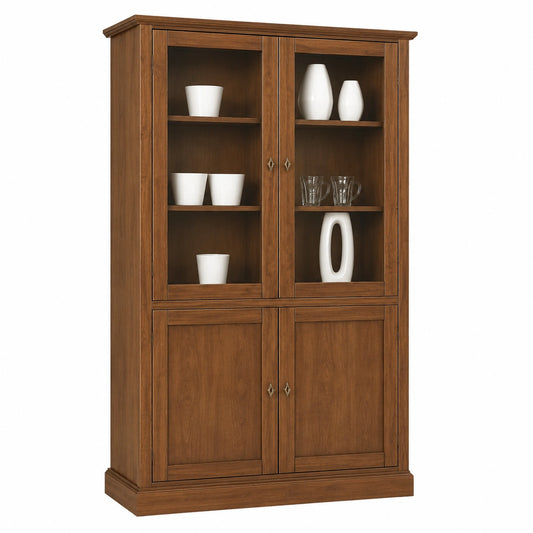 Aparador Clásico de Nogal para Cocina y Salón, Mueble Multiusos - Estilo Italiano