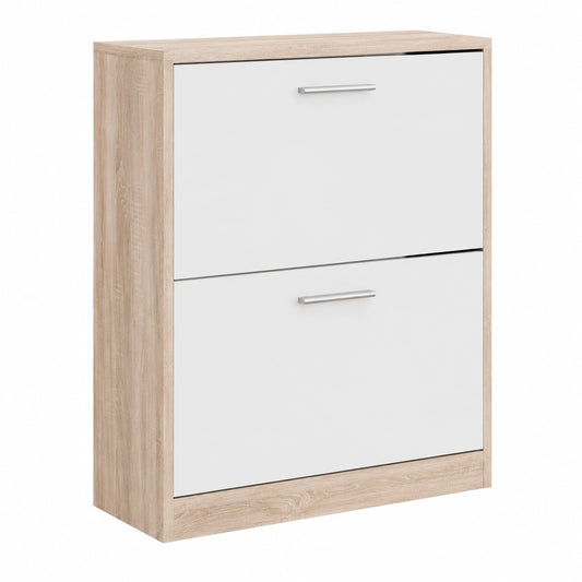 Armario Zapatero Vicco Gizmo Blanco/Sonoma, 59x72.5 cm, 2 Compartimentos, Compatible con Muebles Gizmo