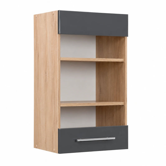 Vicco Mueble de Cocina con Puerta de Vidrio, Antracita Alto Brillo, 40 cm, Compatible con Fame-Line