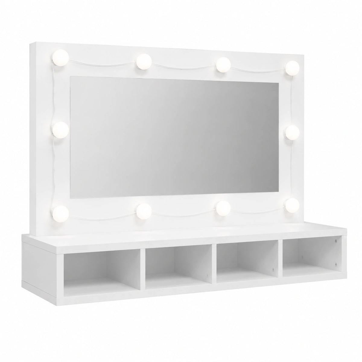Espejo de Baño con LED y Almacenamiento Blanco