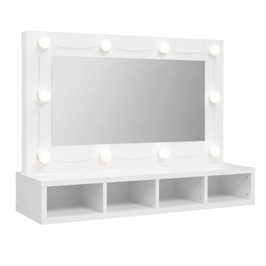Espejo de Baño con LED y Almacenamiento Blanco