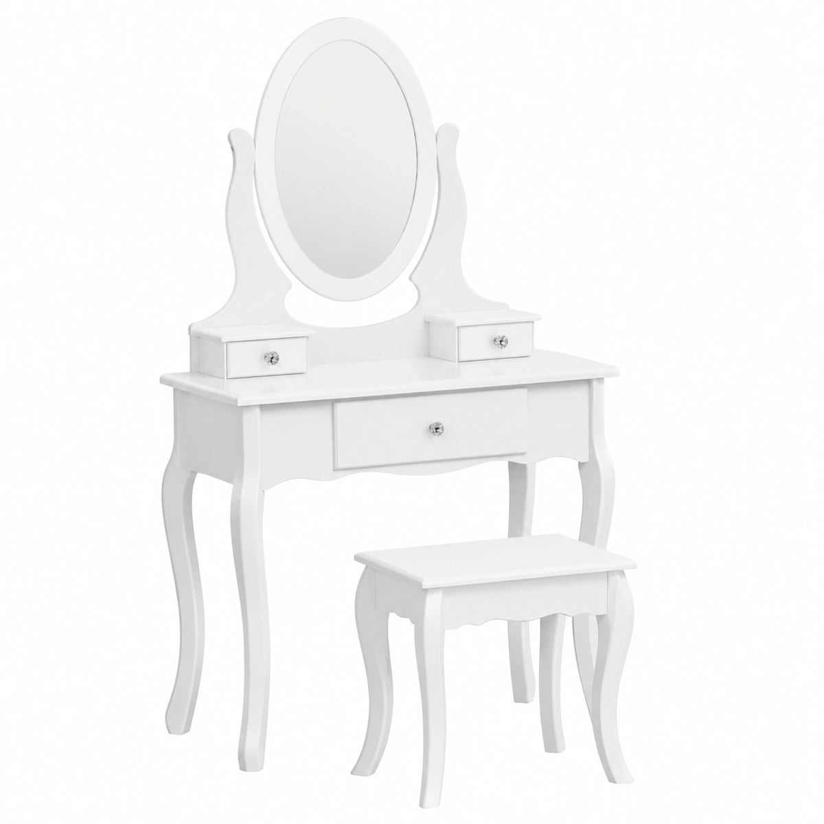 Tocador de Maquillaje Infantil con Espejo y Taburete, Madera Blanca para Niñas de 8 a 13 años, Mueble de Dormitorio Ideal para Regalo