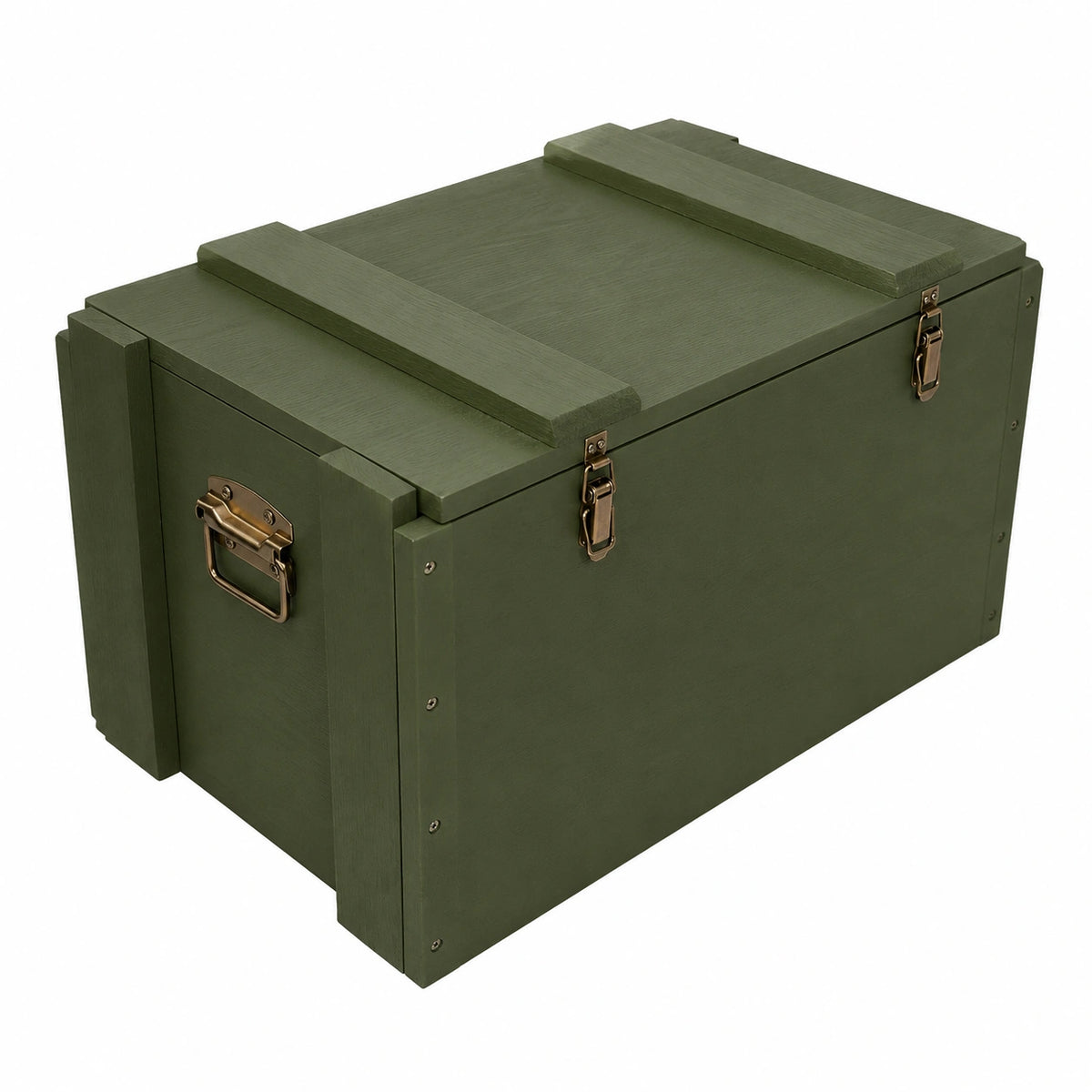Cofre Militar de Madera para Oficiales, 74x47x45 cm, Caja de Almacenamiento Resistente