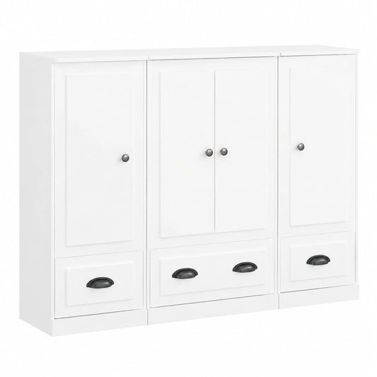 Conjunto de Aparadores Blancos de Madera con Vitrina para Salón