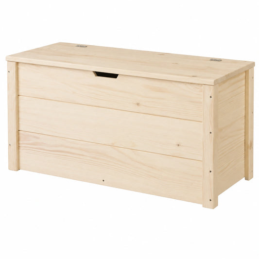 Baúl de Madera Natural Matej para Interior y Exterior, 100x40x50 cm
