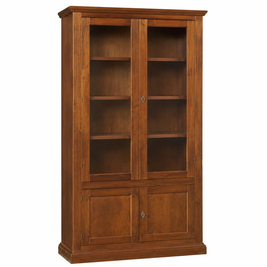 Vitrina Clásica de Madera de Nogal con Puertas de Vidrio - 90x41x186 cm