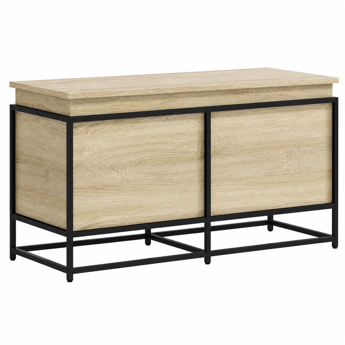 Homgoday Baúl con Tapa de Roble Sonoma, 100x40x51,5 cm, Aglomerado, Mobiliario Multiusos para Jardín