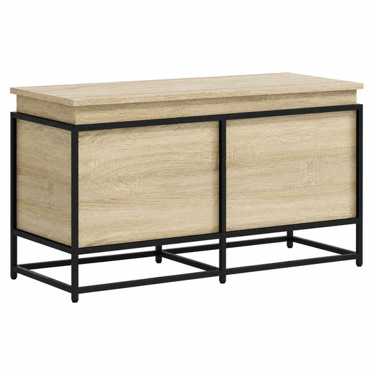 Homgoday Baúl con Tapa de Roble Sonoma, 100x40x51,5 cm, Aglomerado, Mobiliario Multiusos para Jardín