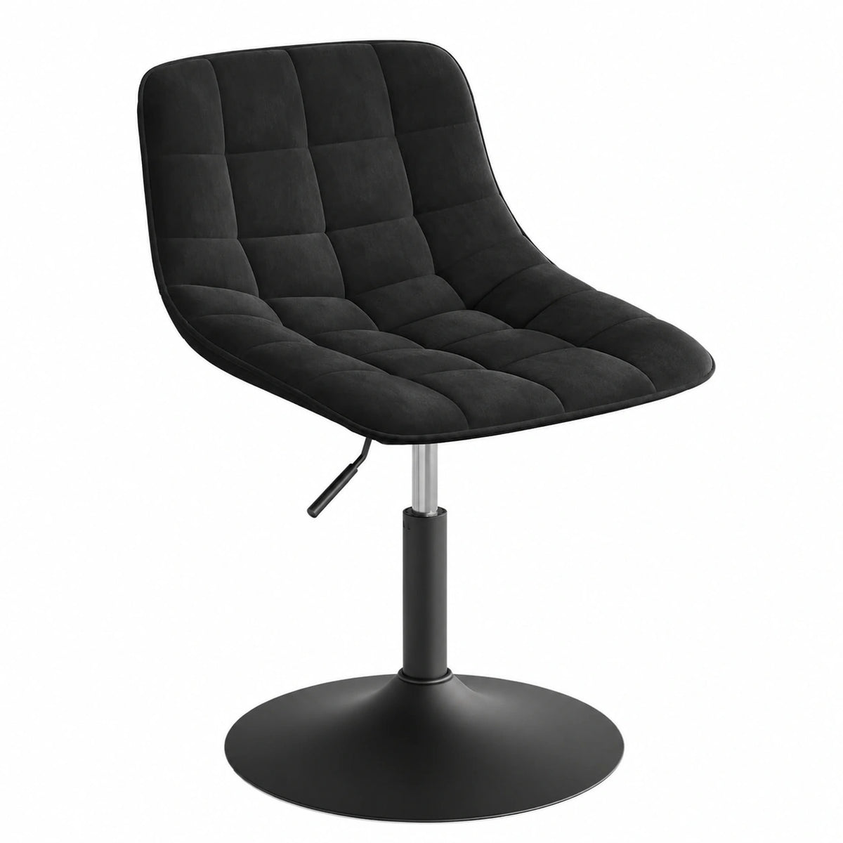Silla de Tocador Ajustable con Respaldo y Reposapiés, Base Metálica, Chenilla Blanca