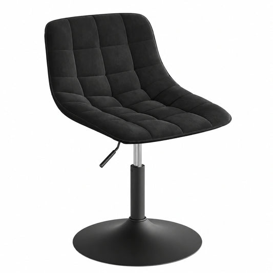 Silla de Tocador Ajustable con Respaldo y Reposapiés, Base Metálica, Chenilla Blanca