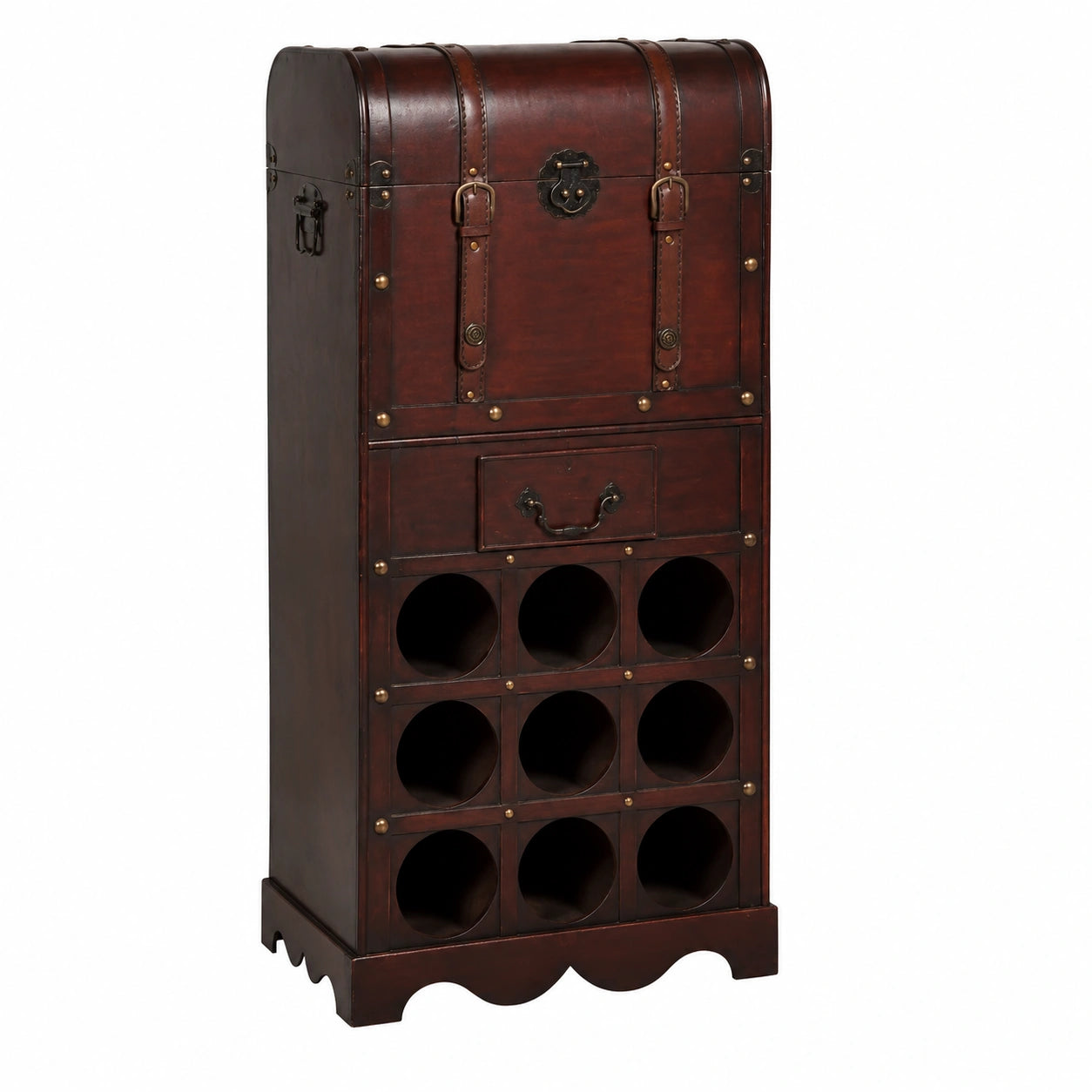 Botellero de Madera con Diseño de Baúl para 9 Botellas