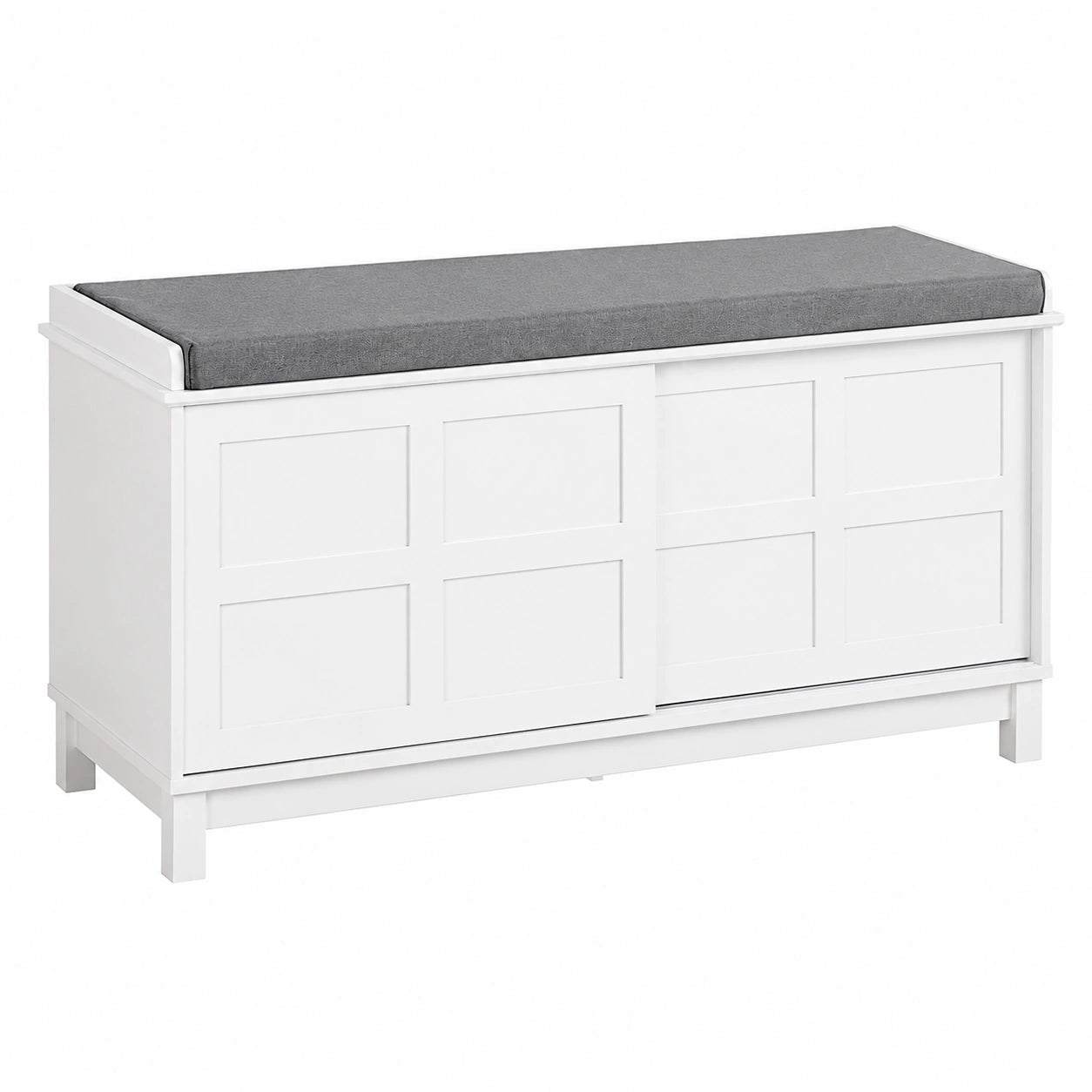 Banco Zapatero con Asiento, Puertas Corredizas, 150 kg, Blanco