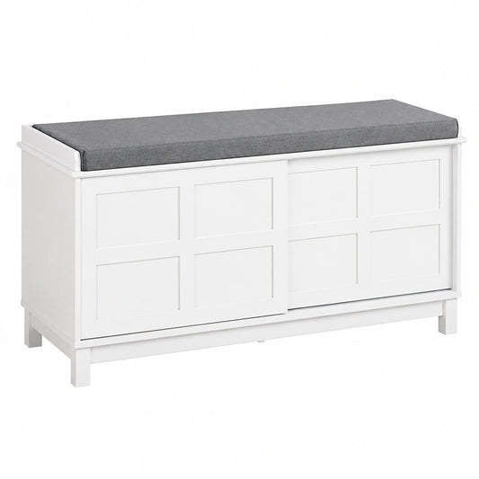Banco Zapatero con Asiento, Puertas Corredizas, 150 kg, Blanco