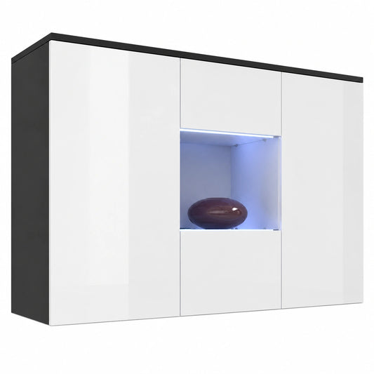 Mueble de Pared Varedo Negro y Blanco con LED