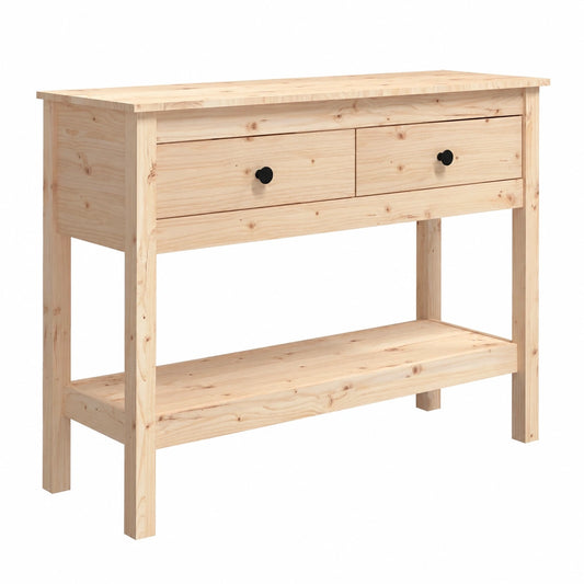 Mesa de Tocador de Madera de Pino con Espejo y Almacenamiento