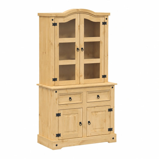 Vitrina de Madera de Pino con Puertas de Cristal 100x48,5x179 cm