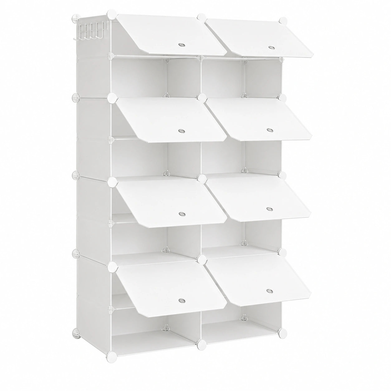 Zapatero Modular Blanco con 10 Compartimentos y Puertas para Hogar