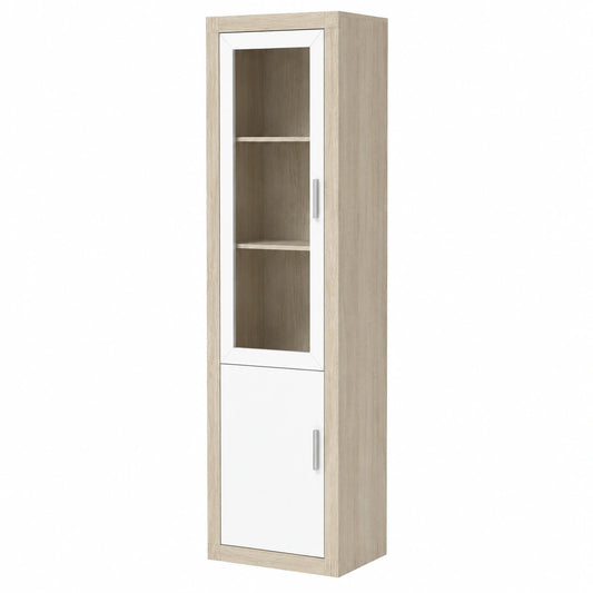 Vitrina de Almacenamiento en Roble Cambrian y Blanco, 60x34.6x193 cm