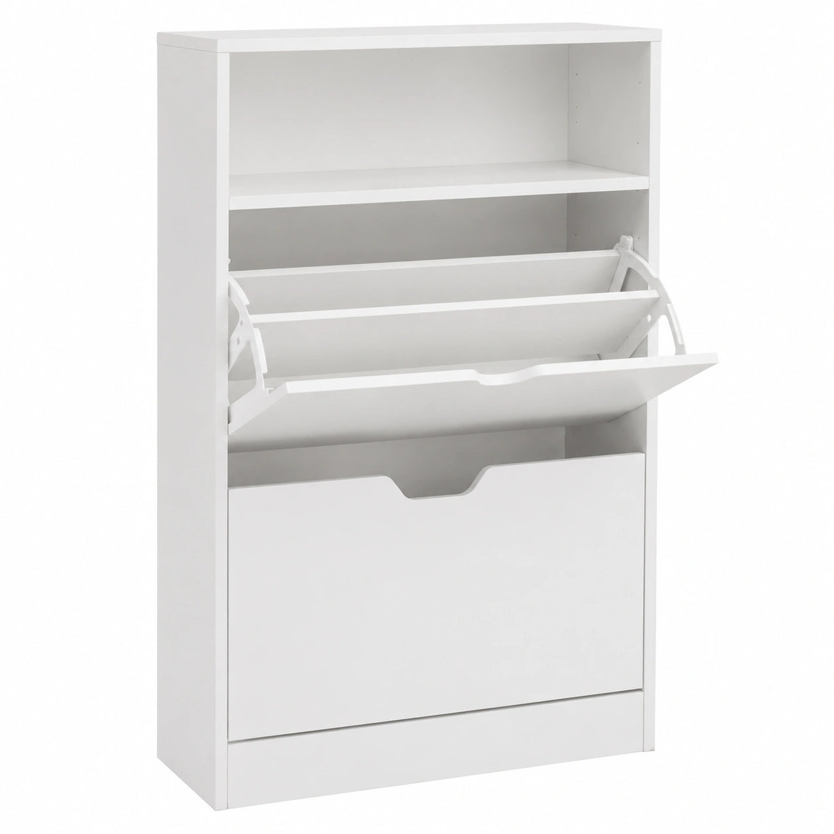 Zapatero Moderno con Cajones Abatibles y 4 Niveles para 12 Pares - Blanco