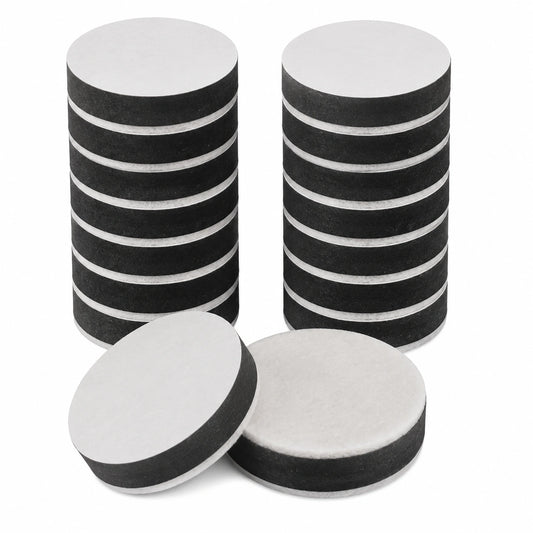 Elevadores de Muebles Autoadhesivos 16 Piezas, Base de Fieltro 6.5 cm, Protección para Suelos, 15 mm Altura (Negro)