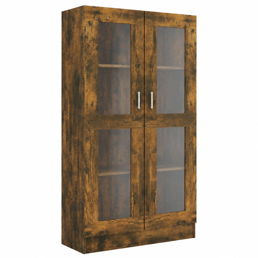 Mueble Vitrina de Roble Ahumado 82,5x30,5x150 cm de Madera Multicapa