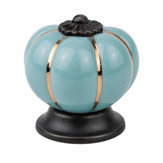 NAKUPENDA Pomos de Calabaza de Cerámica para Muebles y Cajones, Set de 6, Azul Claro