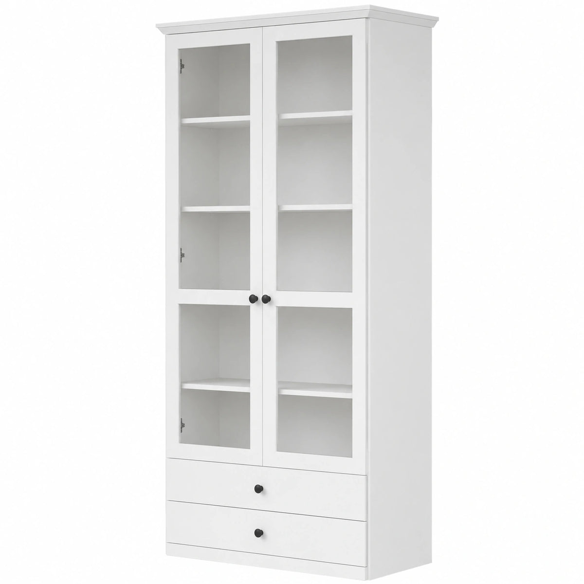 Vitrina de Madera Blanca con Puertas de Vidrio, 81x196x203 cm