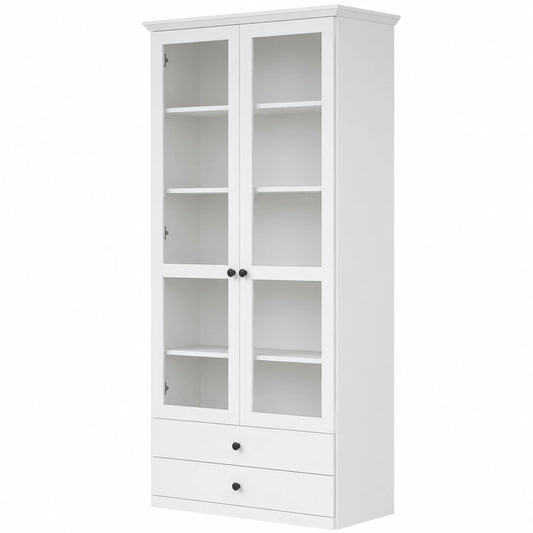 Vitrina de Madera Blanca con Puertas de Vidrio, 81x196x203 cm