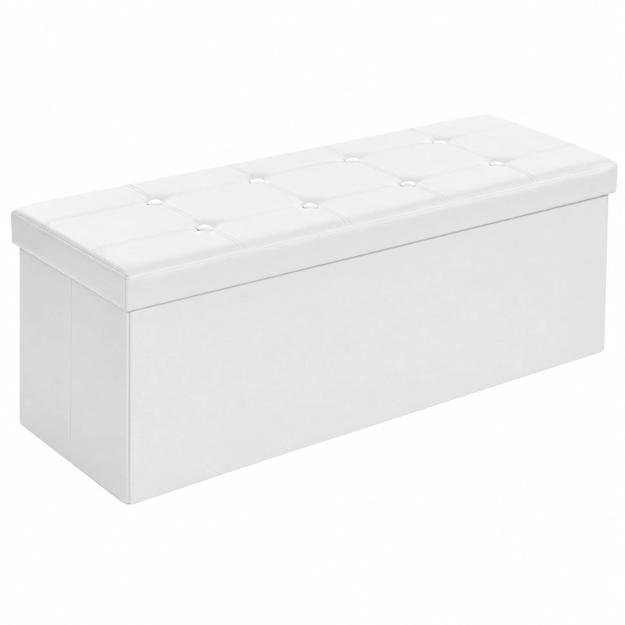Banco de Almacenaje Plegable SONGMICS, Reposapiés Multifuncional 110L, Soporta 300 kg, Color Blanco