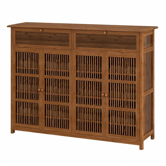 Zapatero de Bambú con Puertas y Cajón, Ideal para Salón y Dormitorio