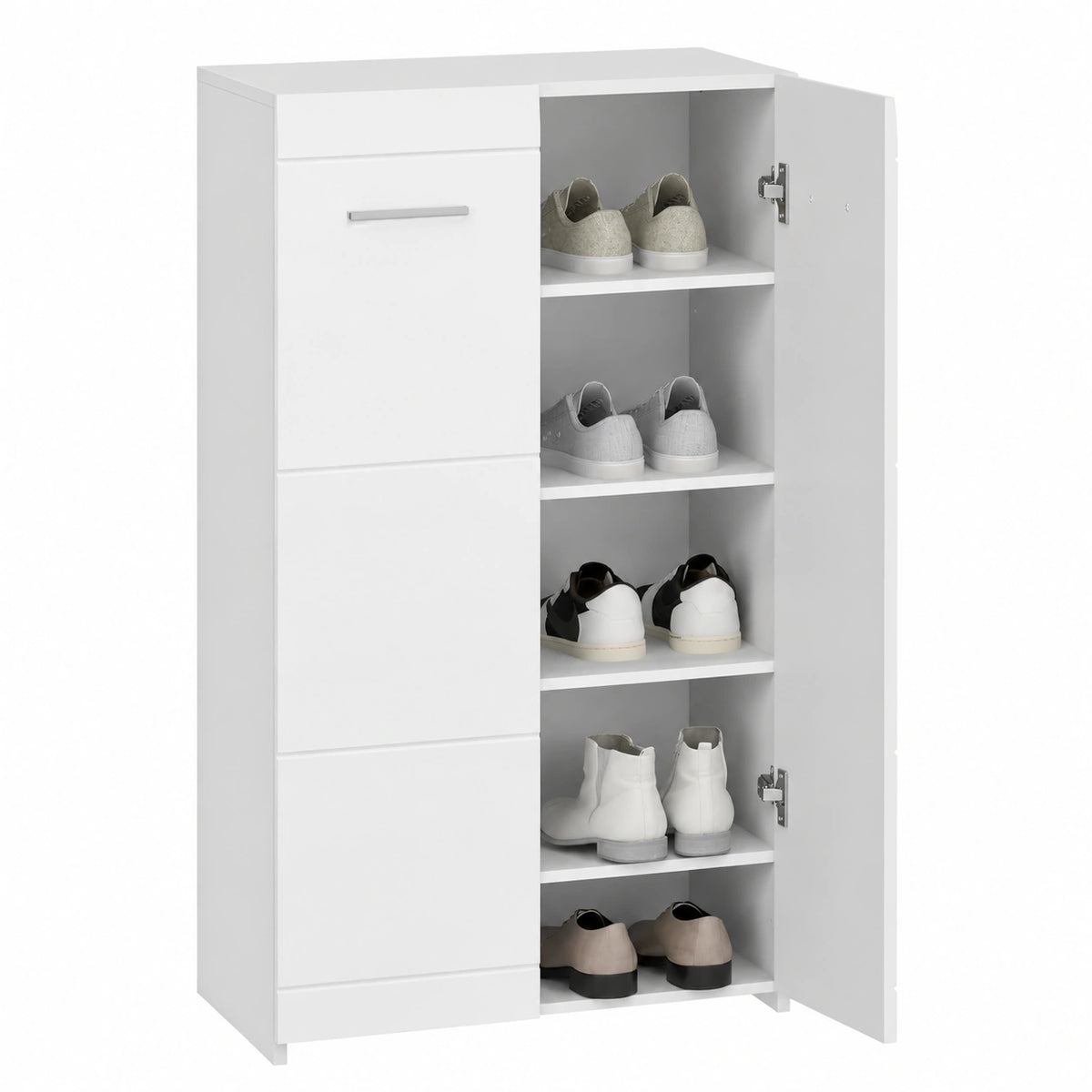 Armario Zapatero Moderno con Estantes Ajustables para Pasillo, 10 Pares, Blanco Brillante