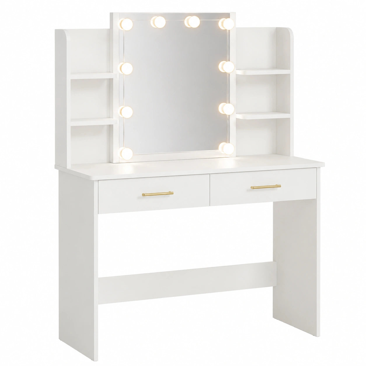 Tocador de Maquillaje con Espejo LED y Almacenamiento