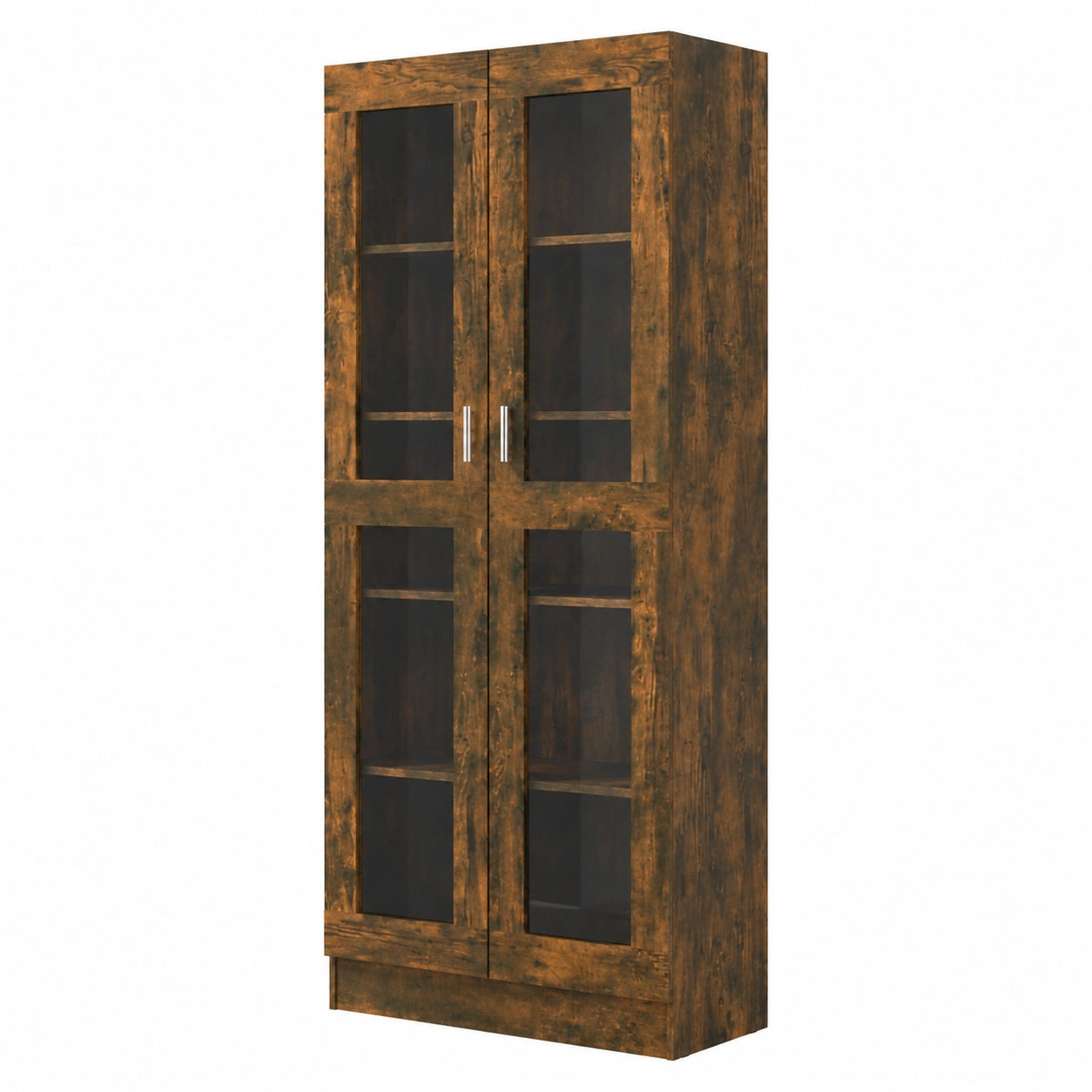 Vitrina Moderna de Madera Multicapa en Roble Ahumado 82,5x30,5x185,5 cm