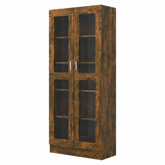 Vitrina Moderna de Madera Multicapa en Roble Ahumado 82,5x30,5x185,5 cm